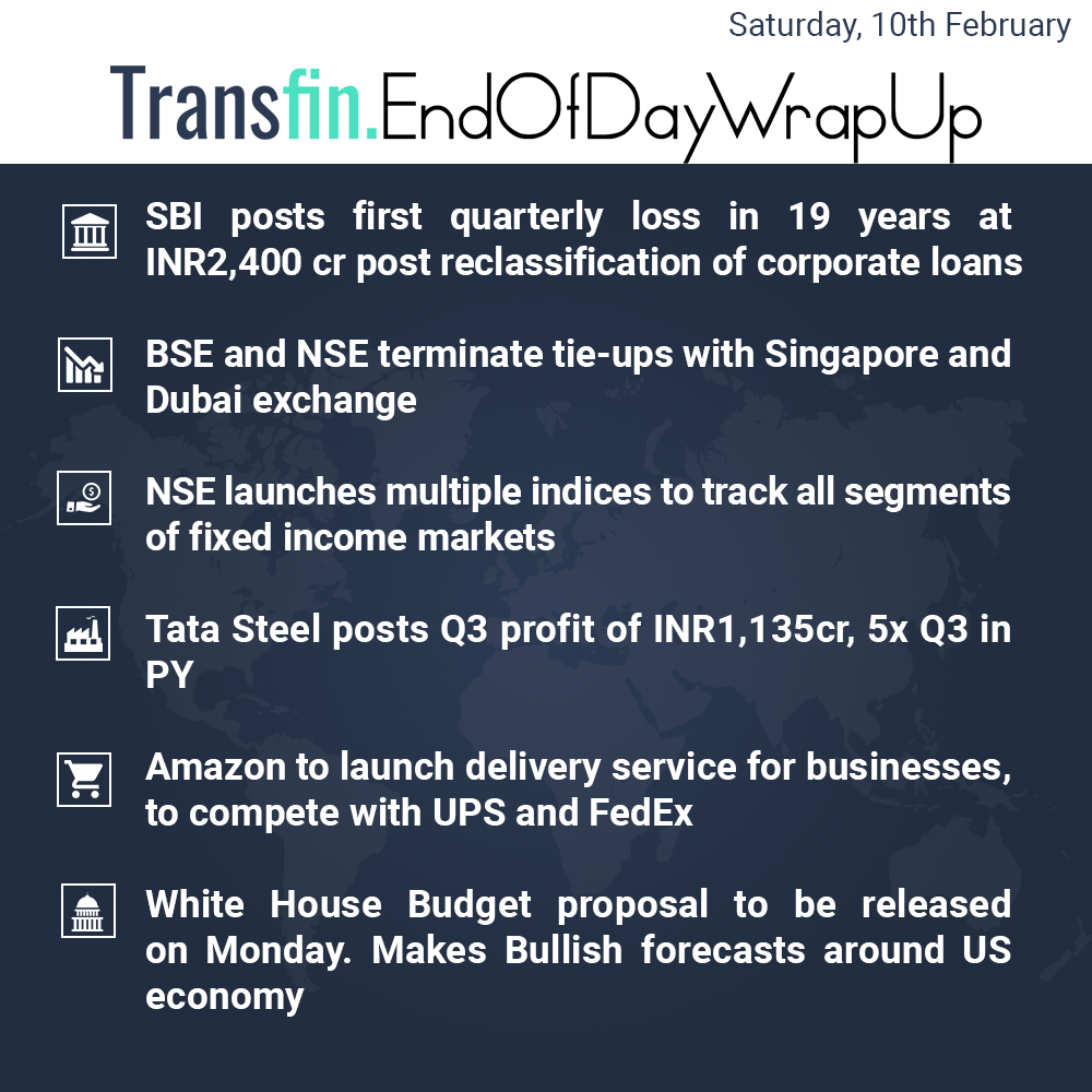 End of Day Wrap-up (Saturday / February 10, 2018) #SBI #BSE #NSE #TataSteel #US #Budget #Transfin End of Day Wrap-up (Saturday / February 10, 2018) #SBI #BSE #NSE #TataSteel #US #Budget #Transfin